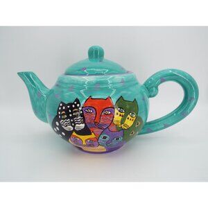 Laurel Burch 1998 Ceramic Teapot 5 Cat Design